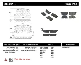 StopTech Brake Pads, Front, Ceramic, Red, Ford Mustang 2015-2023, 309.0657