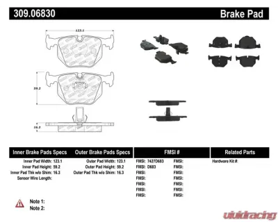 StopTech Brake Pads - Front, Ceramic, Black - Ford Mustang 2015-2023 309.0683 - 309.06830
