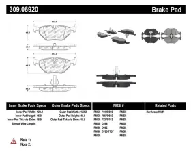 StopTech Brake Pads for Ford Mustang 2015-2023, Ceramic, Front, 309.0692