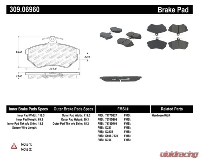 StopTech Performance Brake Pads for Ford Mustang 2015-2021, Red, 309.0696 - 309.06960