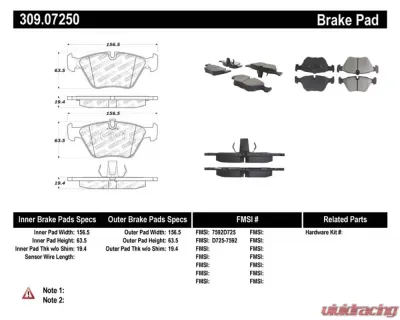 StopTech Brake Pads for Ford Mustang 2015-2023, Ceramic, Front, 309.0725 - 309.07250
