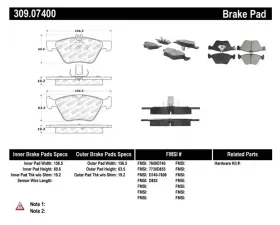 StopTech Brake Pads for Honda Civic 2006-2011, Front, Red, 309.074
