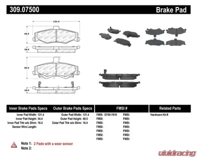StopTech Brake Rotor, Front, Red, for Ford Mustang 2015-2023, 309.075 - 309.07500