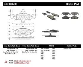 StopTech Brake Pad Set, Front, Red, for Ford Mustang 2015-2023, 309.076