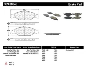 StopTech Brake Pads for Ford Mustang 2015-2023, Ceramic, Front, 309.0804