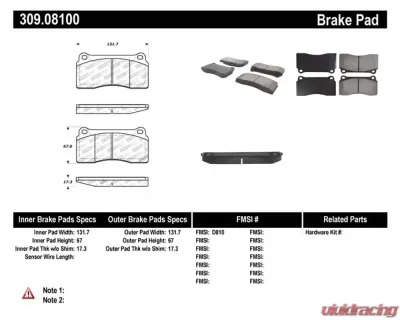 StopTech Brake Pads for BMW 3 Series 2006-2013, Front, Red, 309.081 - 309.08100