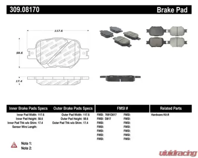 StopTech Brake Pads for Honda Civic 2006-2011, Ceramic, Front, 309.0817 - 309.08170