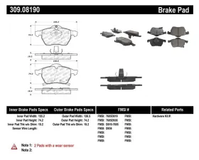 StopTech Brake Pads for Ford Mustang 2015-2023, Ceramic, Front, 309.0819