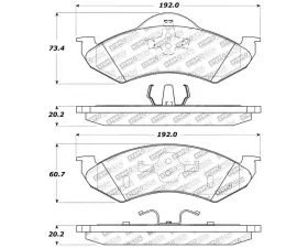 StopTech Brake Pads, Front, Red, for Ford Mustang 2015-2023, 309.082