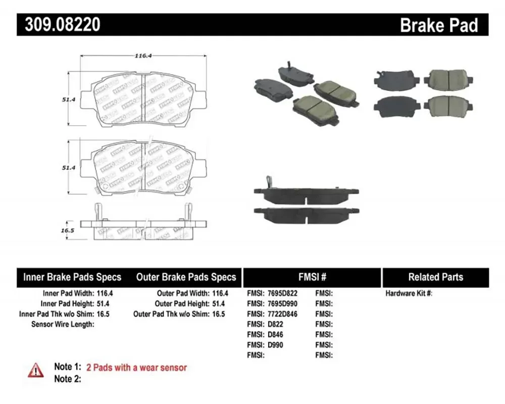 StopTech Performance Brake Pads for BMW 3 Series 2007-2013, Red, 309.0822 - 309.08220