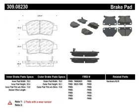 StopTech Brake Pads, Front, Ceramic, Black, Honda Civic 2006-2011, 309.0823