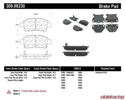StopTech Brake Pads, Front, Ceramic, Black, Honda Civic 2006-2011, 309.0823 - 309.08230