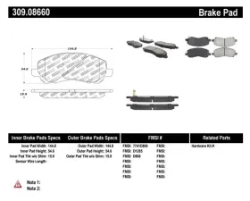 StopTech Performance Brake Pads for Ford Mustang 2015-2023, Red, 309.0866