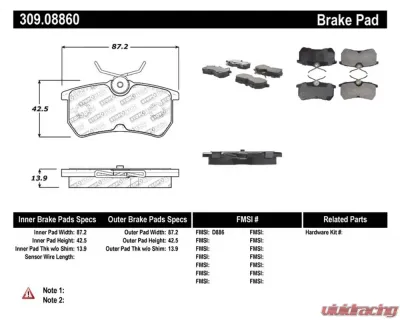 StopTech Brake Pads for Honda Civic 2006-2011, Front, Ceramic, 309.0886 - 309.08860