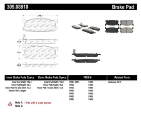 StopTech Brake Pads - Performance, Front, Red, Ford Mustang 2015-2021, 309.0891