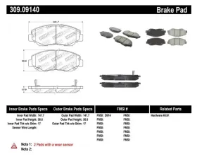 StopTech Brake Pads for Honda Civic 2016-2021, Ceramic, Front, 309.0914