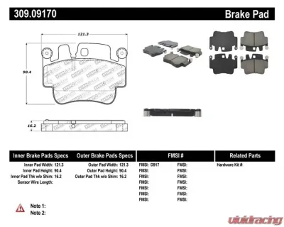 StopTech Brake Pads - Front, Ceramic, Black - Ford Mustang 2015-2023 309.0917 - 309.09170