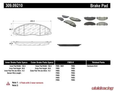 StopTech Brake Pads for Honda Accord 2003-2007, Ceramic, Front 309.0921 - 309.09210
