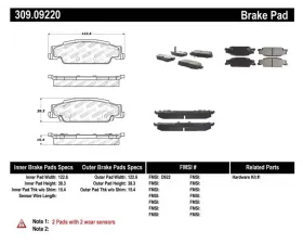 StopTech Brake Pads for Ford Mustang 2015-2021, Ceramic, Front, 309.0922