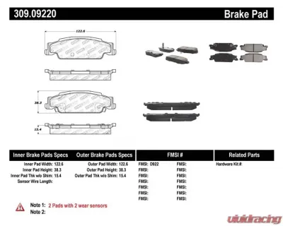 StopTech Brake Pads for Ford Mustang 2015-2021, Ceramic, Front, 309.0922 - 309.09220