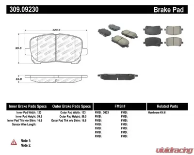 StopTech Brake Pads for Honda Civic 2006-2011, Front, Red, 309.0923 - 309.09230