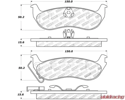 StopTech Brake Pads - Front, Ceramic, Red, for Ford Mustang 2015-2023, 309.0932 - 309.09320