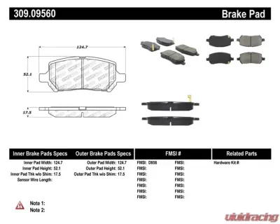 StopTech Brake Pads for Ford Mustang 2015-2020, Ceramic, Front, 309.0956 - 309.09560