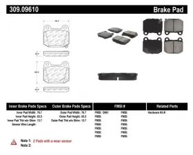StopTech Brake Pads for Ford Mustang 2015-2023, Ceramic, Front, 309.0961
