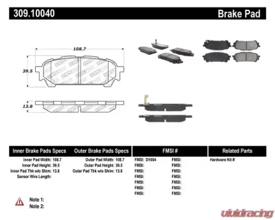 StopTech Performance Brake Pads for Ford Mustang 2015-2023, Red, 309.1004 - 309.10040