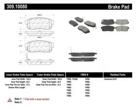 StopTech Brake Pads - Front, Ceramic, Red, Ford Mustang 2015-2023 309.1008