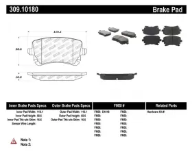 StopTech Brake Pads - Front, Ceramic, Black, Honda Civic 2016-2021, 309.1018
