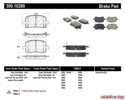 StopTech Brake Pads - Front, Ceramic, Black for Ford Mustang 2015-2023 309.1028 - 309.10280