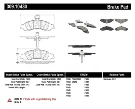 StopTech Brake Pads - Performance for Ford Mustang 2015-2023, Red, 309.1043