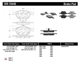 StopTech Brake Pads - Front, Ceramic, Red for Honda Civic 2006-2011 309.1044