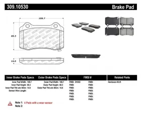 StopTech High-Performance Brake Pads for Honda Civic 2006-2011, 309.1053