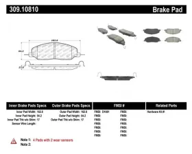 StopTech Brake Pads - Performance for Ford Mustang 2015-2023, Red 309.1081