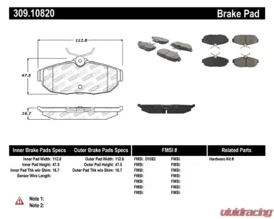StopTech Brake Pads for Honda Civic 2006-2011, Ceramic, Front, 309.1082 - 309.10820