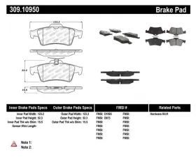 StopTech Brake Pads - Front, Ceramic, Red, Honda Civic 2006-2011, 309.1095