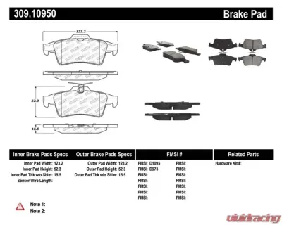 StopTech Brake Pads - Front, Ceramic, Red, Honda Civic 2006-2011, 309.1095 - 309.10950