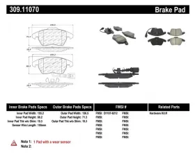 StopTech Performance Brake Pads for Honda Civic 2006-2011, Ceramic 309.1107
