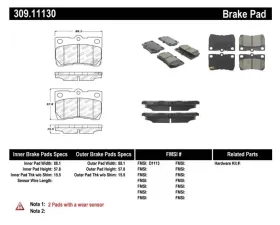 StopTech Brake Pads - Front, Ceramic, Red for Ford Mustang 2015-2021 309.1113