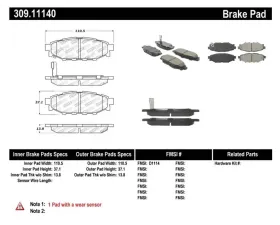 StopTech Brake Pads for Ford Mustang 2015-2023, Ceramic, Front, 309.1114