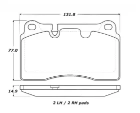 StopTech Brake Pads - Front, Red, for Honda Civic 2006-2011, 309.1165