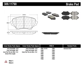 StopTech Brake Pads - Performance for Ford Mustang 2015-2022, Red, 309.1179