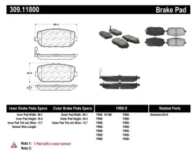 StopTech Brake Pads - Front - Red - Ford Mustang 2015-2020 - 309.118