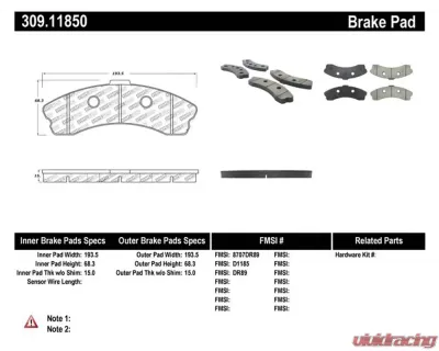 StopTech Performance Brake Pads for Ford Mustang 2015-2023, 309.1185 - 309.11850