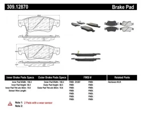 StopTech Brake Pads - Performance, Front, Red, Ford Mustang 2015-2023 309.1287