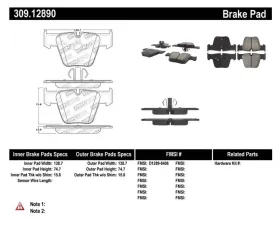 StopTech Brake Pad Set - Front, Red, for Ford Mustang 2015-2023, 309.1289