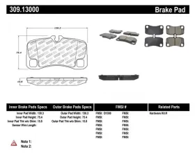 StopTech Brake Pads - Front, Ceramic, Red, Ford Mustang 2015-2023, 309.13