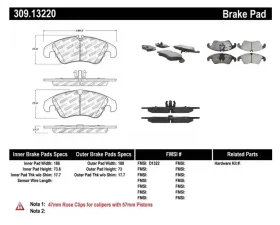 StopTech Brake Pads - Front, Ceramic, Red, for BMW 3 Series 2007-2013, 309.1322